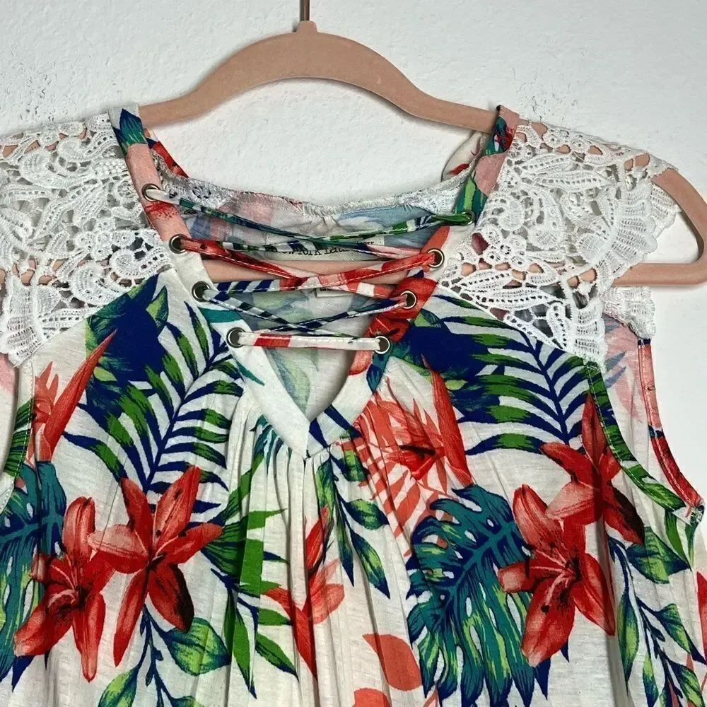 New York Laundry Blouse Floral Print Lace Size M